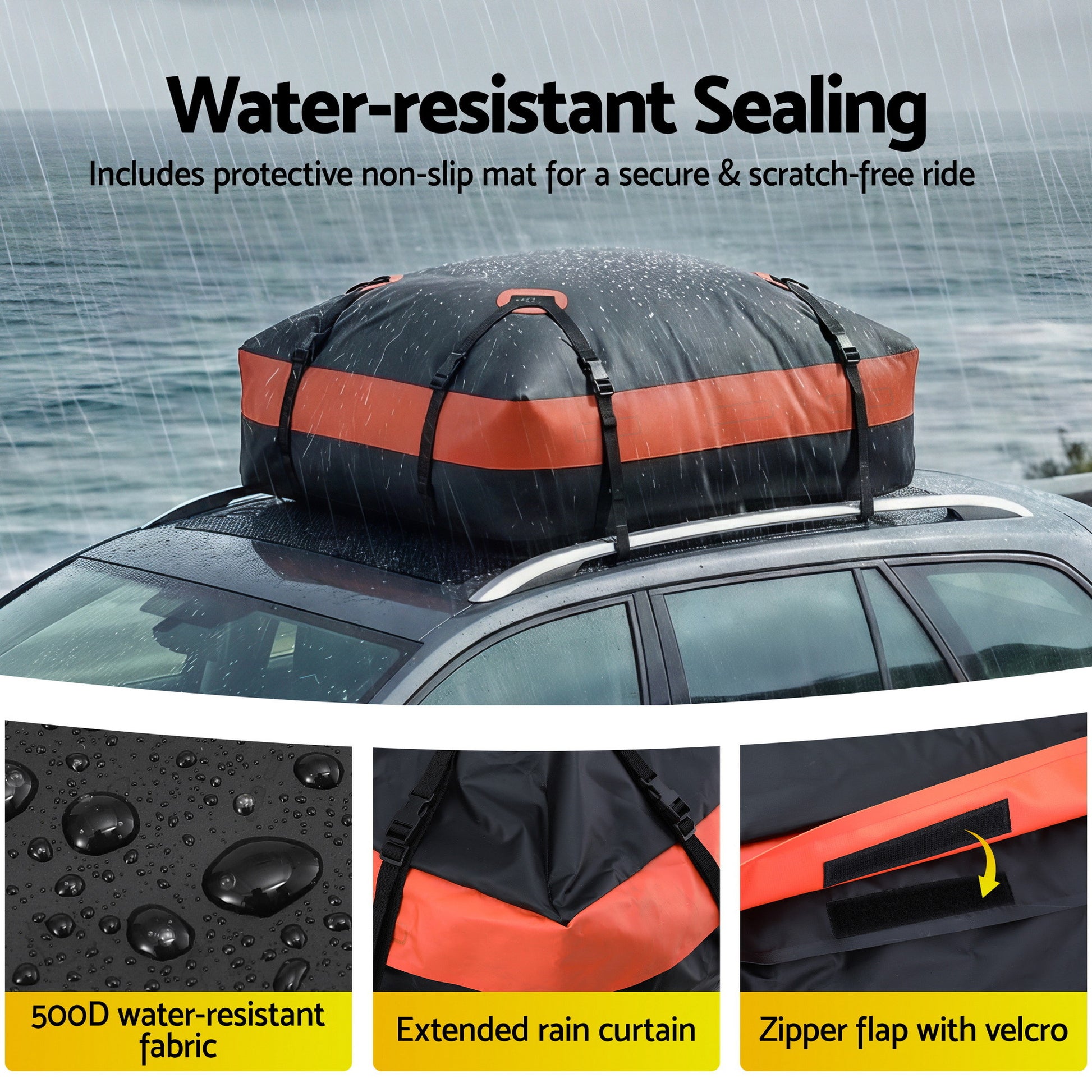 Giantz Rooftop Cargo Bag Waterproof Car Luggage Carrier 15 Cubic Ft Universal - Image 6