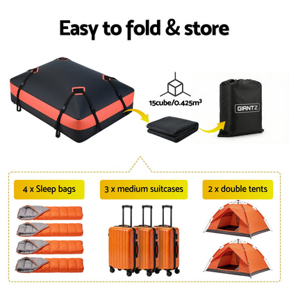 Giantz Rooftop Cargo Bag Waterproof Car Luggage Carrier 15 Cubic Ft Universal - Image 7