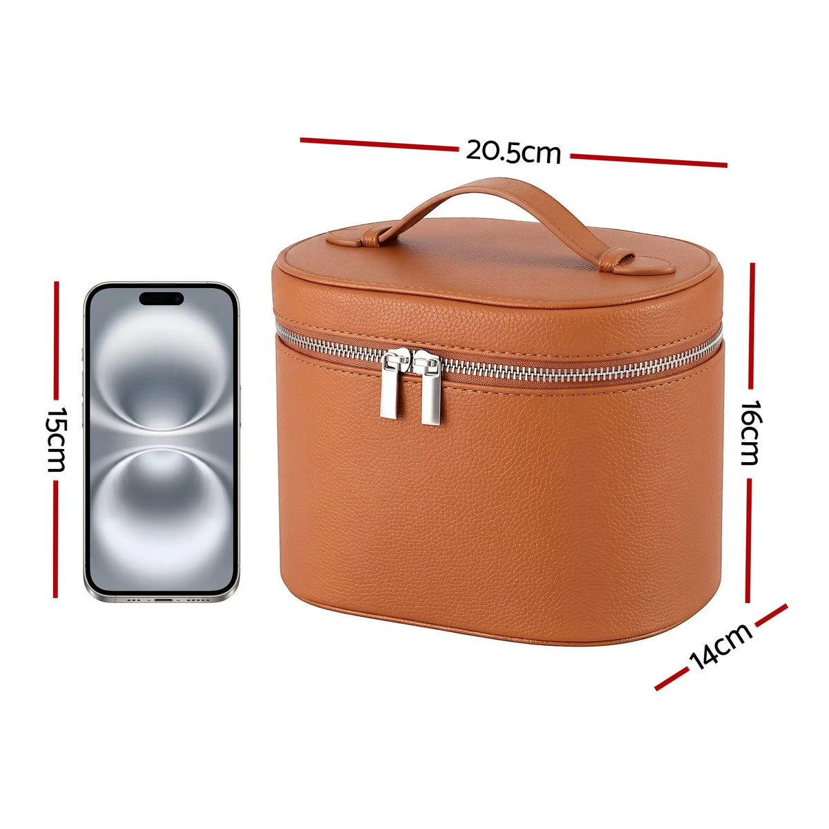 Embellir Makeup Case for Women Travel PU Cosmetic Organizer Brown - Image 2