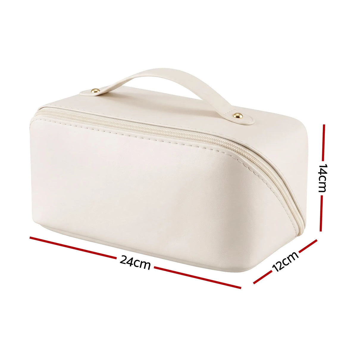 Embellir Makeup Case Portable Cosmetic Bag Organiser Toiletry Travel Bag PU White - Image 2