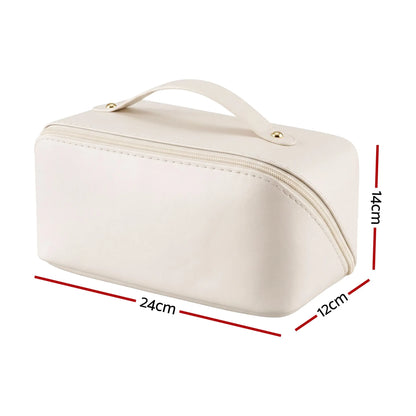 Embellir Makeup Case Portable Cosmetic Bag Organiser Toiletry Travel Bag PU White - Image 2