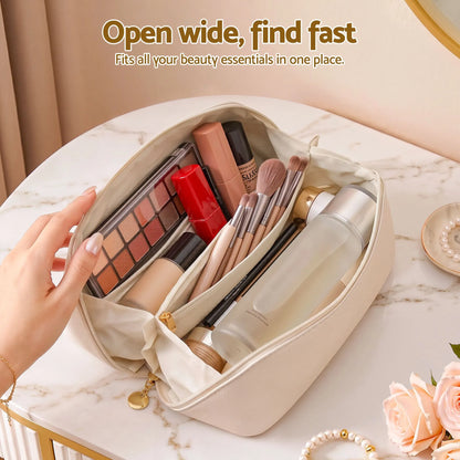 Embellir Makeup Case Portable Cosmetic Bag Organiser Toiletry Travel Bag PU White - Image 4