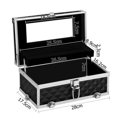 Embellir Portable Cosmetic Beauty Makeup Carry Case with Mirror - Diamond Black - Image 3