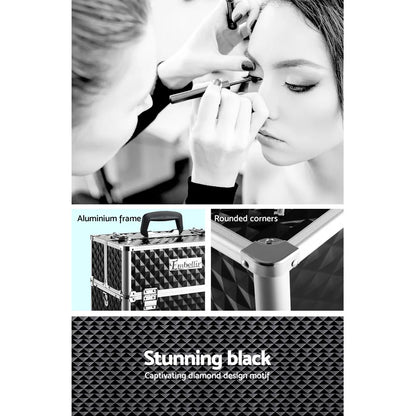 Embellir Portable Cosmetic Beauty Makeup Case - Diamond Black - Image 6