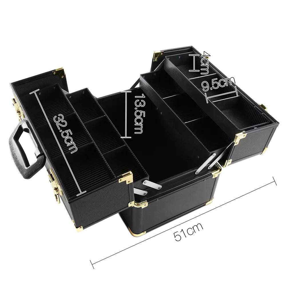 Embellir Portable Cosmetic Beauty Makeup Case - Black & Gold - Image 3