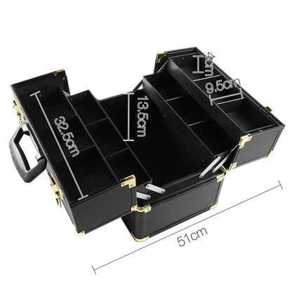 Embellir Portable Cosmetic Beauty Makeup Case - Black & Gold - Image 3