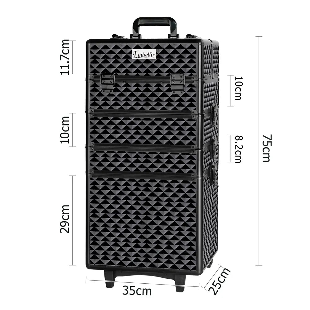 Embellir Makeup Case Beauty Trolley Cosmetic Organiser Box Travel Wheels Diamond - Image 2