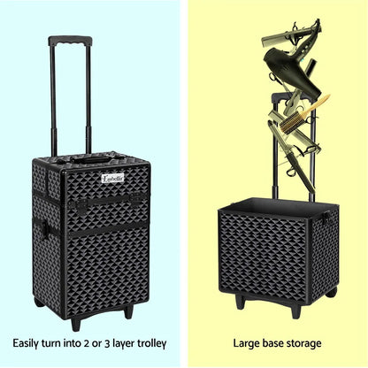 Embellir Makeup Case Beauty Trolley Cosmetic Organiser Box Travel Wheels Diamond - Image 5
