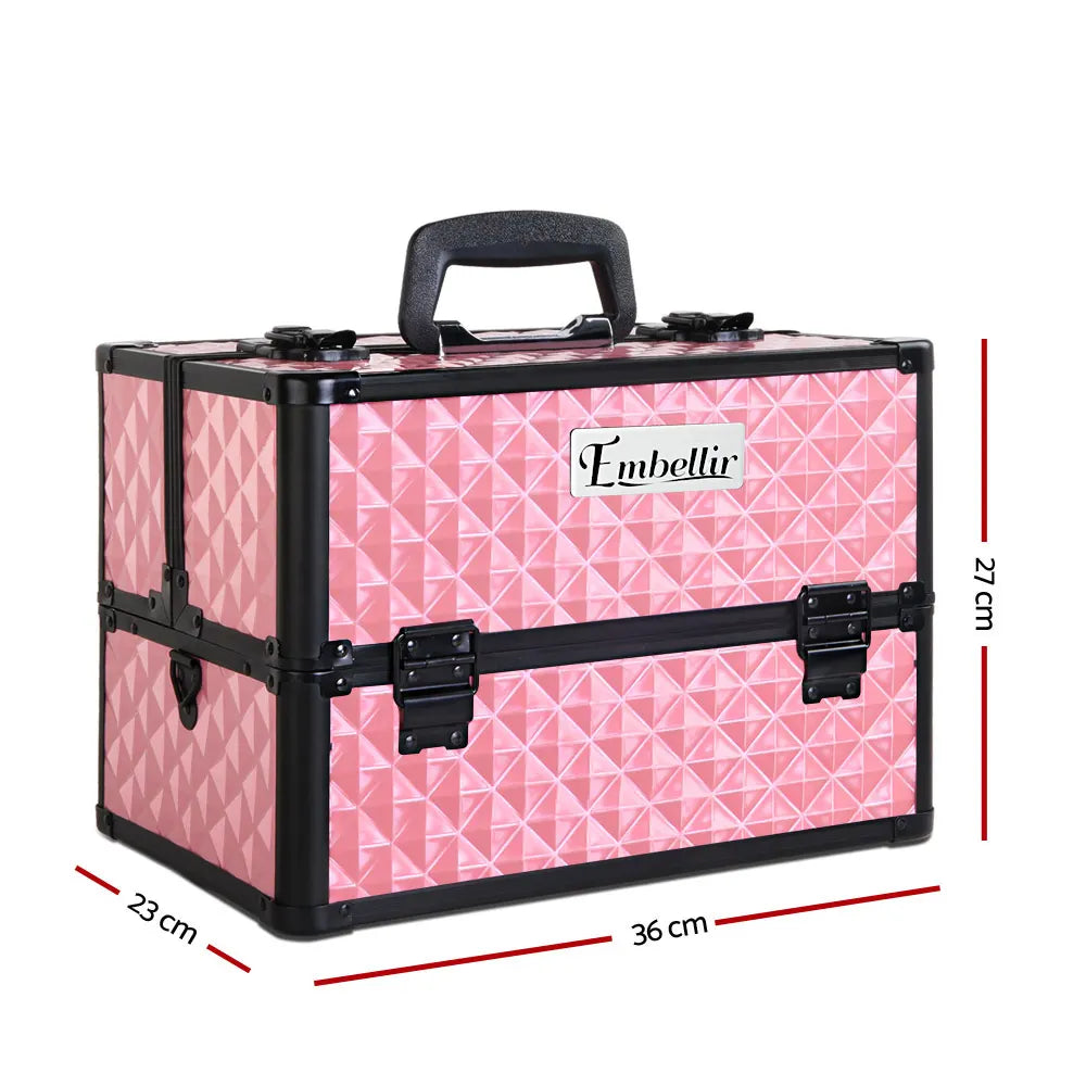 Embellir Portable Cosmetic Beauty Makeup Case - Diamond Pink - Image 2
