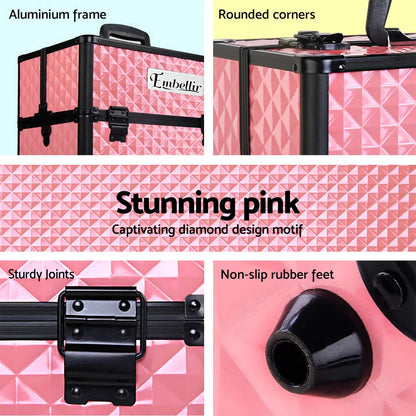 Embellir Portable Cosmetic Beauty Makeup Case - Diamond Pink - Image 5