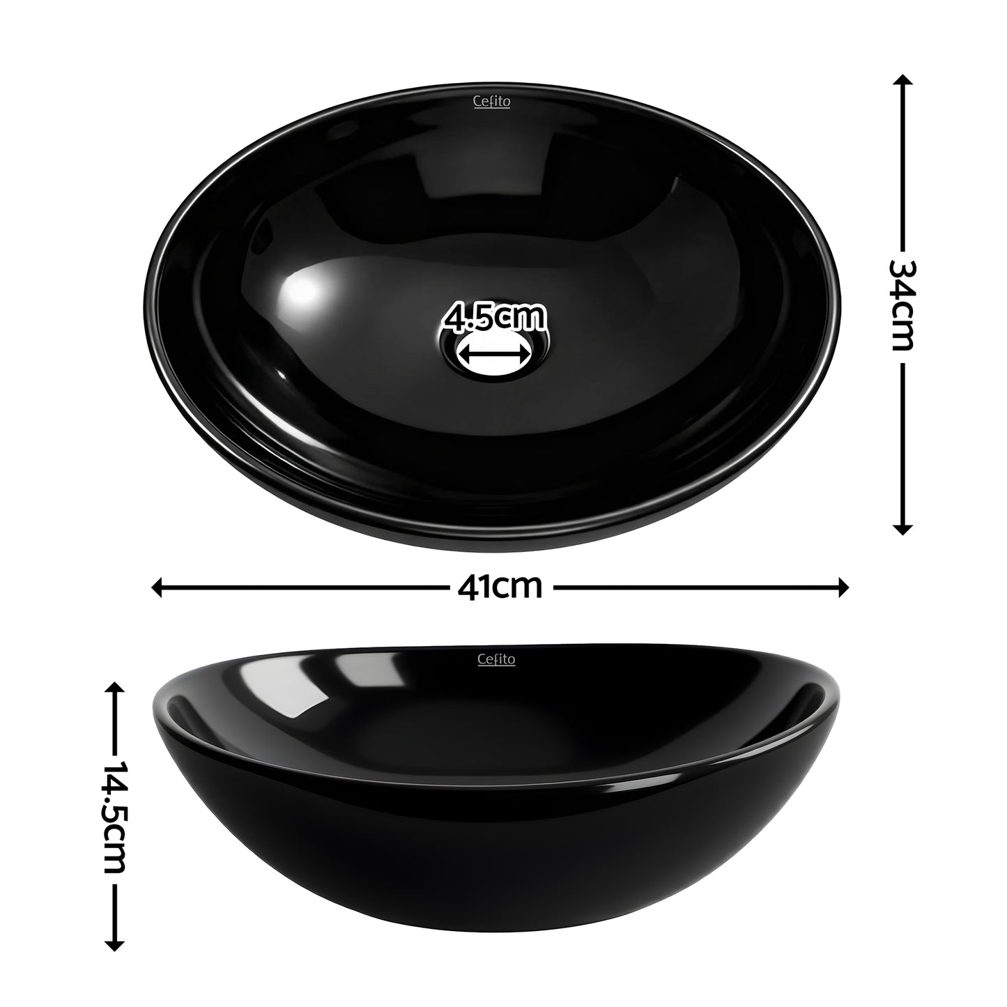 Cefito Bathroom Basin Ceramic Vanity Sink Hand Wash Bowl 41x34cm - Image 3