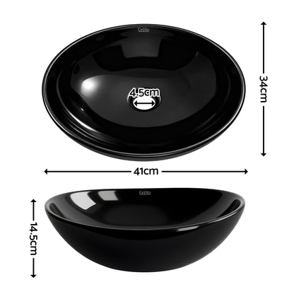 Cefito Bathroom Basin Ceramic Vanity Sink Hand Wash Bowl 41x34cm - Image 3