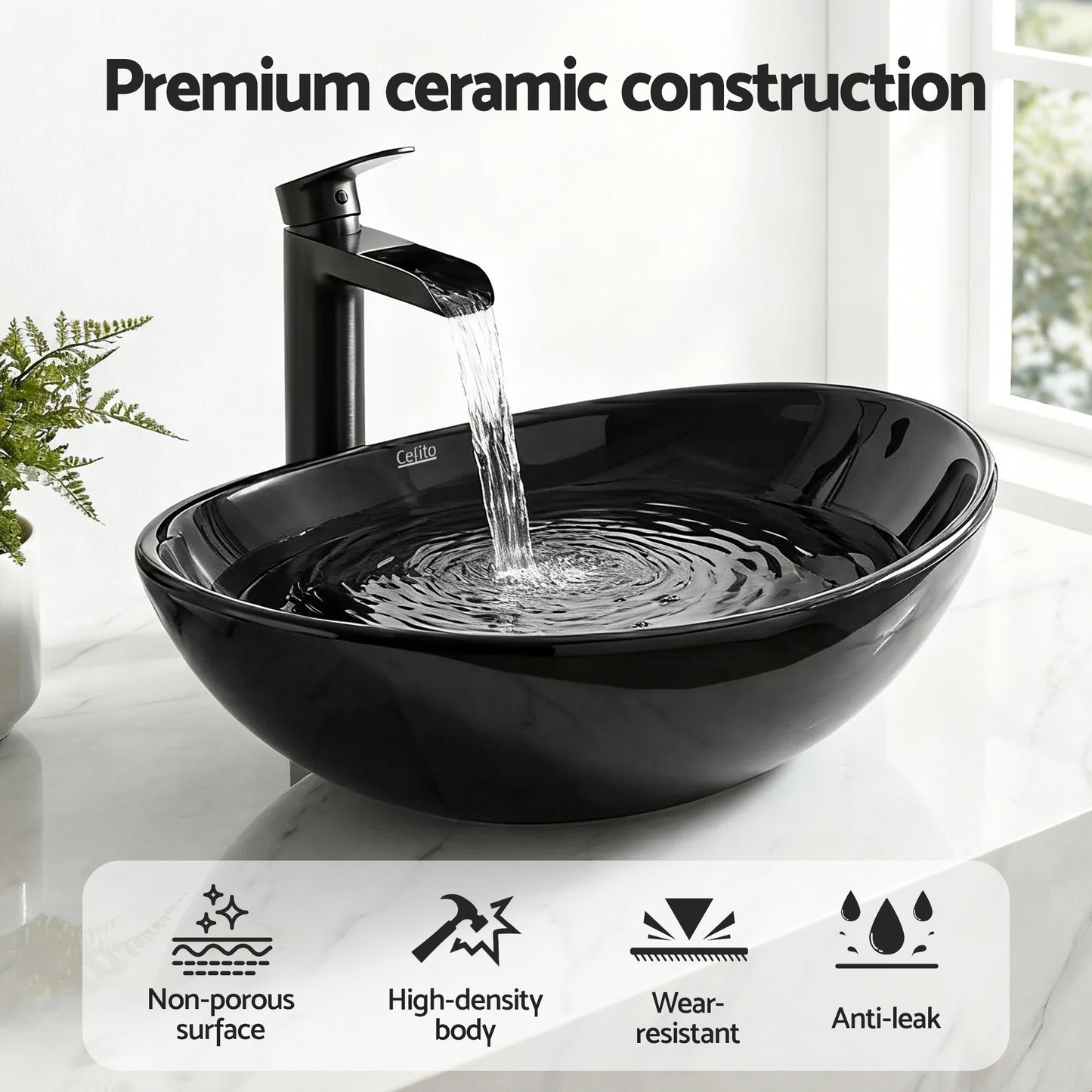 Cefito Bathroom Basin Ceramic Vanity Sink Hand Wash Bowl 41x34cm - Image 5