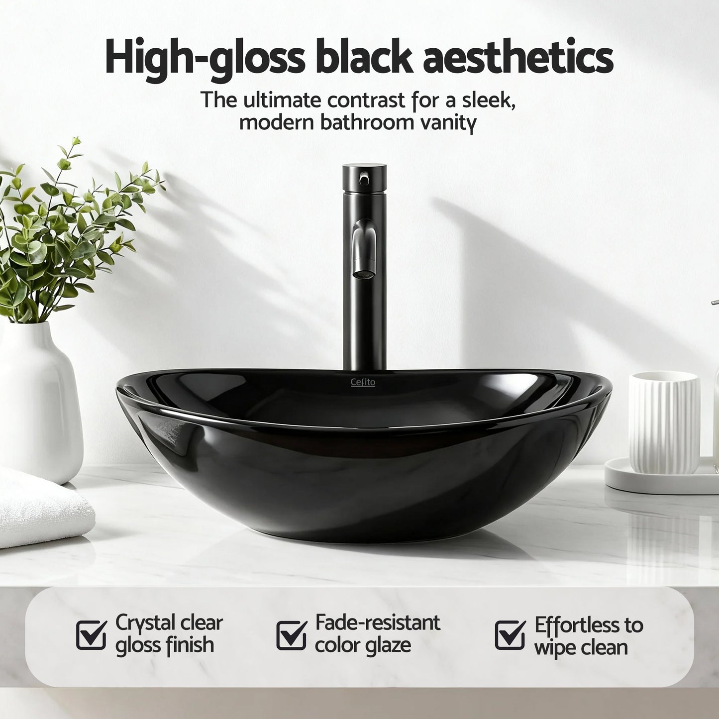 Cefito Bathroom Basin Ceramic Vanity Sink Hand Wash Bowl 41x34cm - Image 6