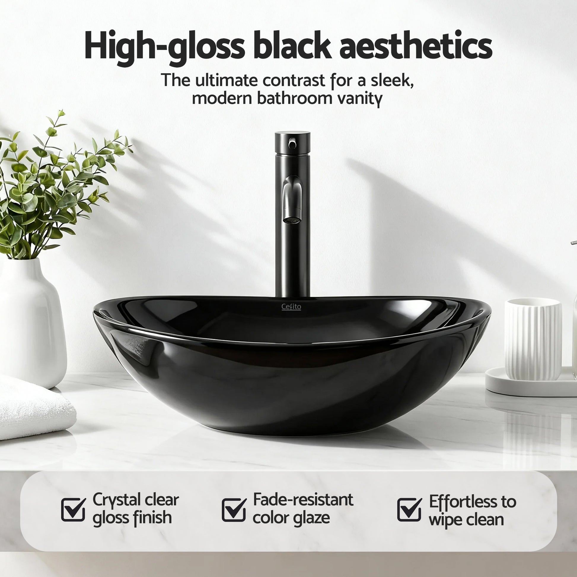 Cefito Bathroom Basin Ceramic Vanity Sink Hand Wash Bowl 41x34cm - Image 6