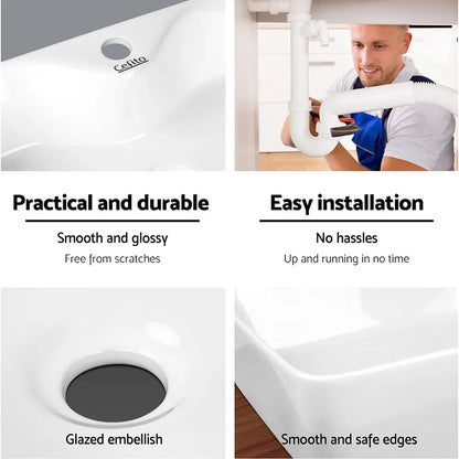Cefito Bathroom Basin Ceramic Vanity Sink Hand Wash Bowl 48x38cm - Image 6
