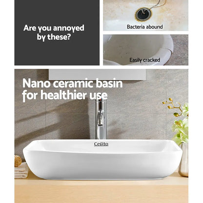 Cefito Bathroom Basin Ceramic Vanity Sink Hand Wash Bowl 60x38cm - Image 3