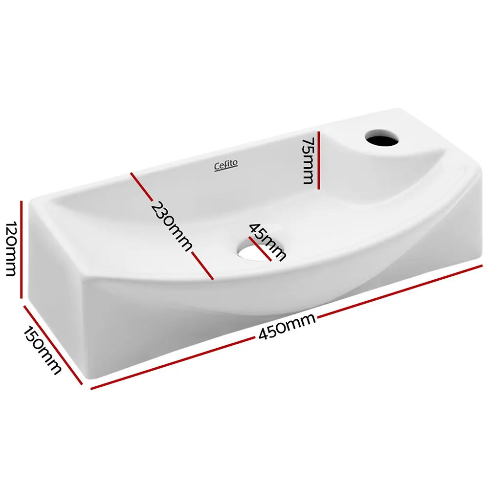 Cefito Bathroom Basin Ceramic Vanity Sink Hand Wash Bowl 45x23cm - Image 2