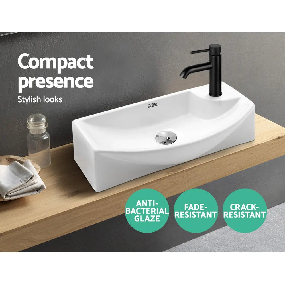 Cefito Bathroom Basin Ceramic Vanity Sink Hand Wash Bowl 45x23cm - Image 3