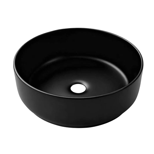 Cefito Bathroom Basin Ceramic Vanity Sink Vessel Bowl Wash Matte Black Round Countertop - Image 2