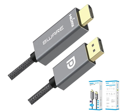 8ware 2m DisplayPort DP to HDMI 1.4v Male to Male Adapter Converter Cable Retail Pack 1080P Nylon...