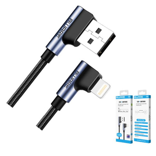 8Ware Premium 1m Apple Certified 90 Degree Angle USB A  to Lightning Data Sync Fast Charging Cabl...