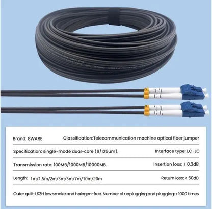 8ware 20m LC-LC OS2 Single Mode Dual-Core Fibre / Fiber Optic Cable UPC Duplex Armoured Low Smoke... - Image 2