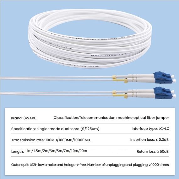 8ware 3m LC-LC OS2 Single Mode Dual-Core Fibre Optic Cable UPC Duplex Armoured Low Smoke Zero Hal... - Image 2