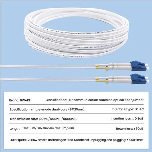 8ware 5m LC-LC OS2 Single Mode Dual-Core Fibre / Fiber Optic Cable UPC Duplex Armoured Low Smoke... - Image 2