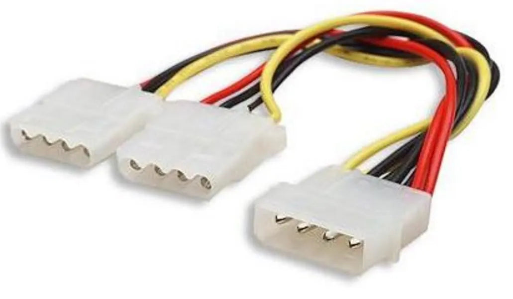 8ware Internal Power Molex Cable 20cm - 5.25' 4 pins Male to 2x 5.25' 4 pins Female 18AWG RoHS...