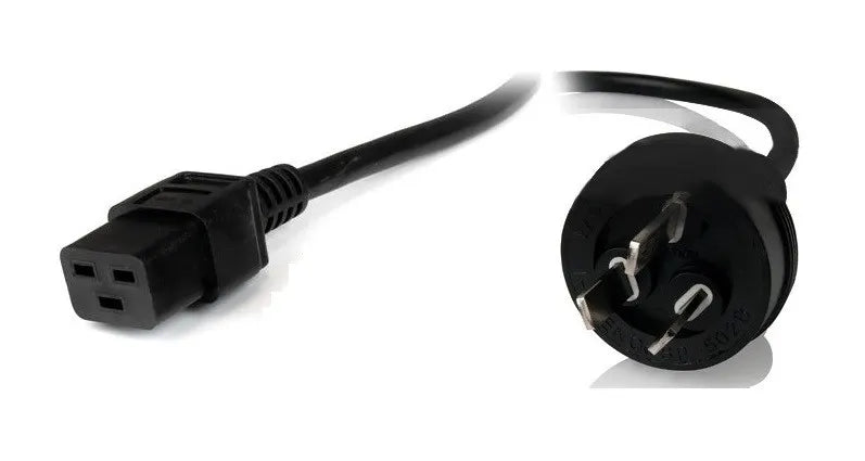 8Ware Power Cable 2m 3-Pin AU to IEC C19 Male to Female 10A Electrical Safety Black - Cables