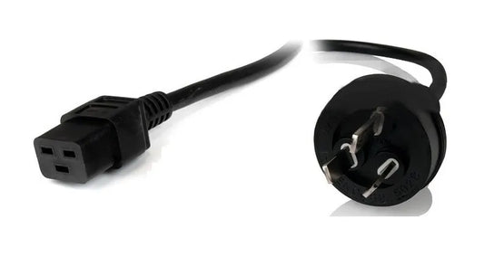 8Ware Power Cable 2m 3-Pin AU to IEC C19 Male to Female 10A Electrical Safety Black - Cables