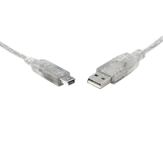 8Ware USB 2.0 Cable 1m A to Mini-USB B Male to Male Transparent - Cables