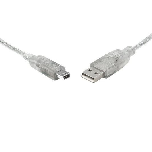 8Ware USB 2.0 Cable 3m A to B 5-pin Mini Transparent Metal Sheath UL Approved - Cables