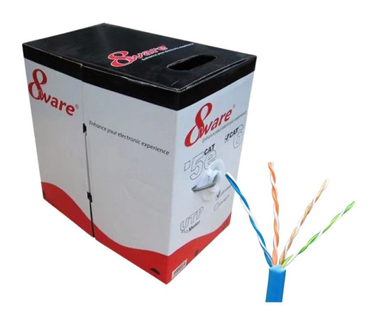 8ware CAT6 Ultra Thin Slim Cable Roll on Box 305m - Blue Color RJ45 Ethernet Network LAN UTP Patch Cord 26AWG