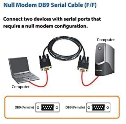 Astrotek 3m Serial RS232 Null Modem Cable - DB9 Female to Female 9 pin Wired Crossover for Data T... - Image 2