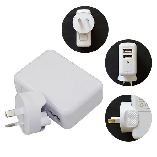 Astrotek USB Travel Wall Charger AU Power Adapter Plug 12W 5V 2.1A 100V-240V 2 Ports White for iP...