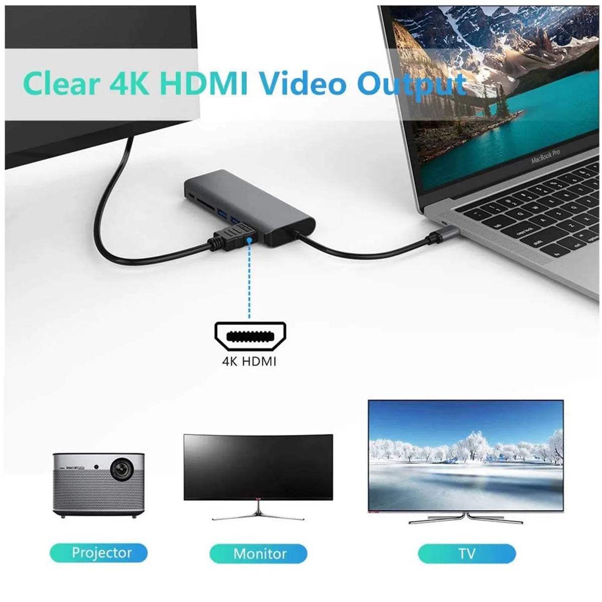 Astrotek USB-C Dock 6-in-1 Multiport Hub/Docking Station with 60W Power 1xHDMI 4K GLAN 2xUSB3.0 C... - Image 2