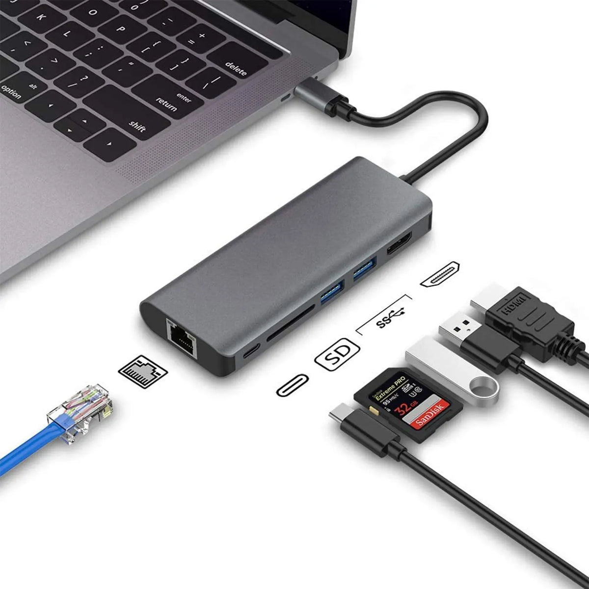 Astrotek USB-C Dock 6-in-1 Multiport Hub/Docking Station with 60W Power 1xHDMI 4K GLAN 2xUSB3.0 C... - Image 3