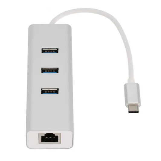 Astrotek USB-C to LAN + 3 Ports USB3.0 Hub Gigabit RJ45 Ethernet Network Adapter Converter 15cm f...