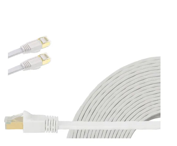 Edimax 1m White 40GbE Shielded CAT8 Network Cable - Flat 100% Oxygen-Free Bare Copper Core, Alum...
