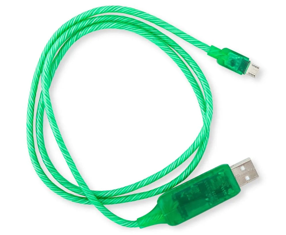 Astrotek 1m LED Light Up Visible Flowing Micro USB Charger Data Cable Green Charging Cord for Sam...