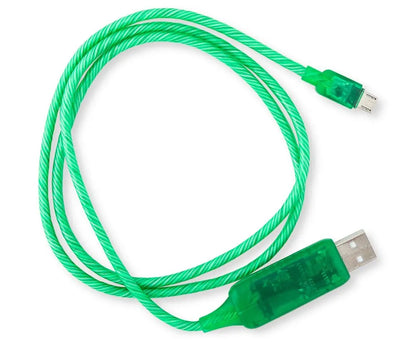 Astrotek 1m LED Light Up Visible Flowing Micro USB Charger Data Cable Green Charging Cord for Sam...