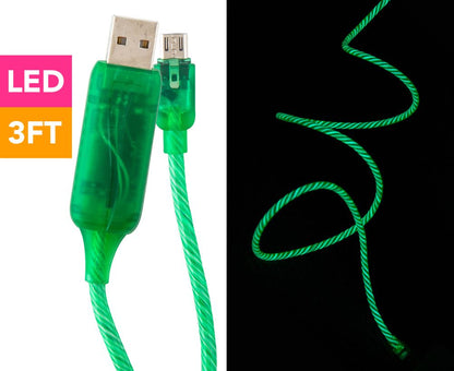 Astrotek 1m LED Light Up Visible Flowing Micro USB Charger Data Cable Green Charging Cord for Sam... - Image 2