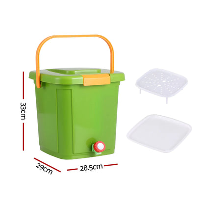 Gardeon 15L Kitchen Compost Bin Food Waste Caddy Drain Tap Green - Image 2