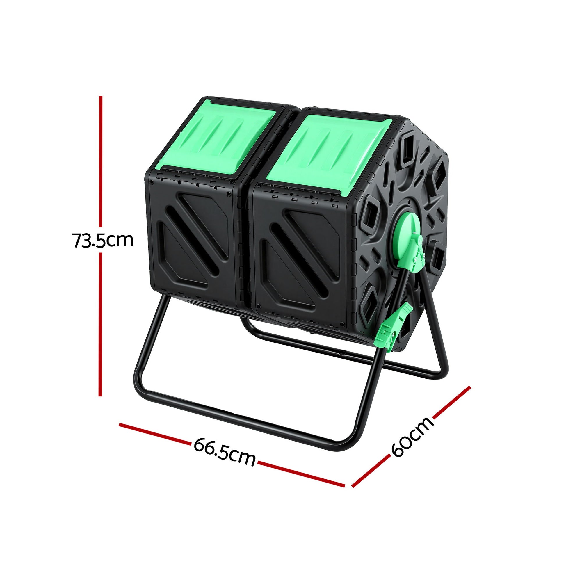 Gardeon Compost Bin Dual-Chamber 130L Composter Tumbler Rotating Garden Recycle Food Waste - Image 2