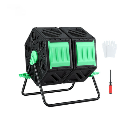 Gardeon Compost Bin Dual-Chamber 130L Composter Tumbler Rotating Garden Recycle Food Waste - Image 3