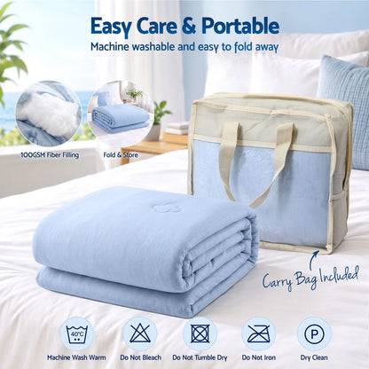 Giselle Cooling Blanket 130cm x 170cm Double Sided Summer Throw Lightweight Blue - Image 6