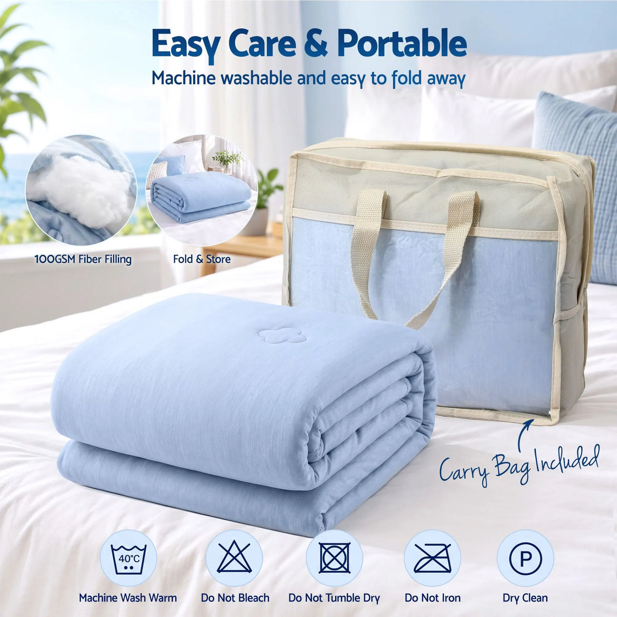 Giselle Cooling Blanket Double 180 x 210cm Summer Quilt Lightweight Hot Sleepers - Image 6