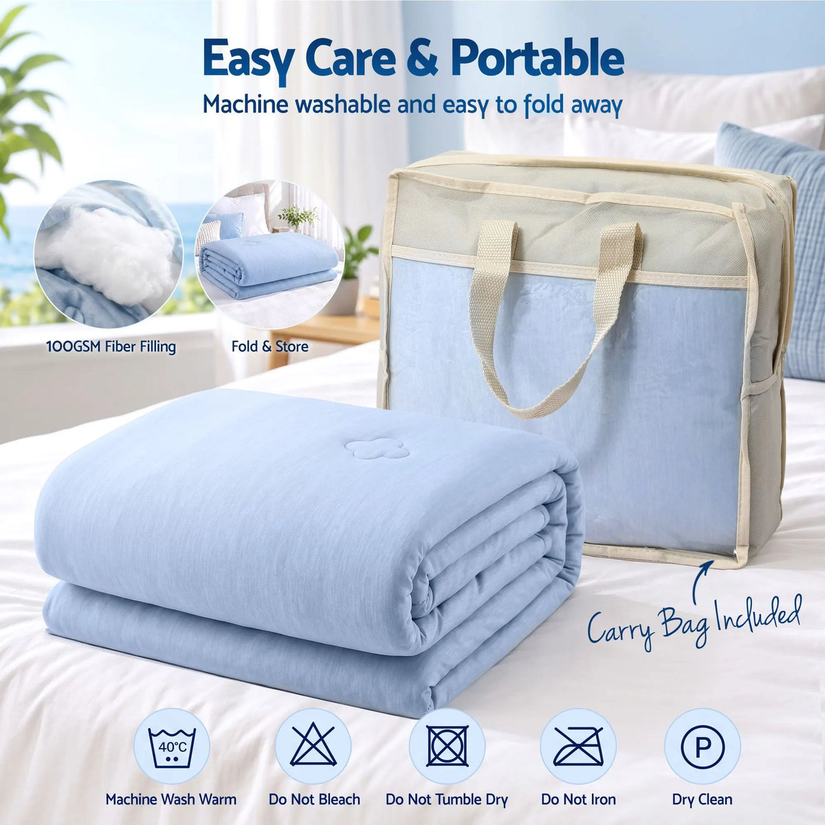 Giselle Cooling Blanket 210cm x 210cm Queen Summer Quilt Sleepers Double Sided - Image 6